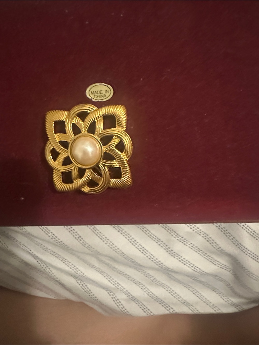 Avon Gold-Tone Floral Brooch with Pearl Center